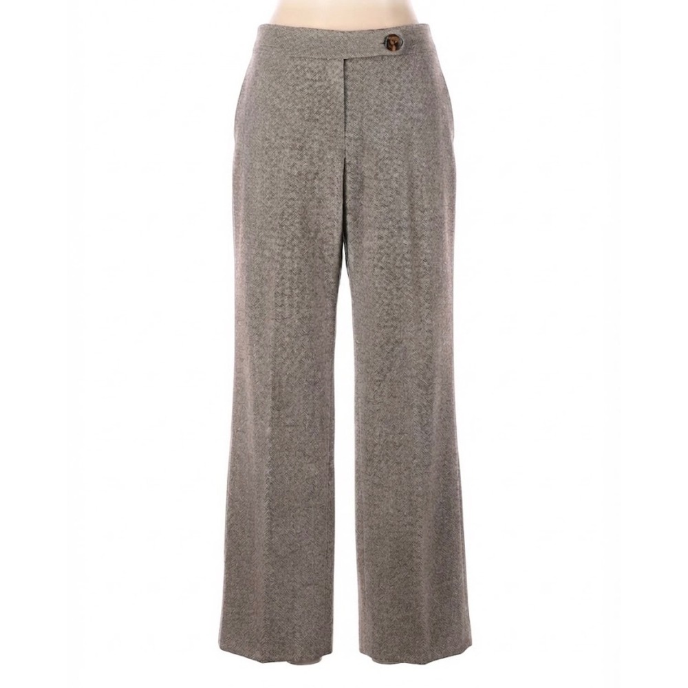 Ann Taylor Petites Brown Tweed Wool Blend Wide Leg Dress Pants Trousers 14P